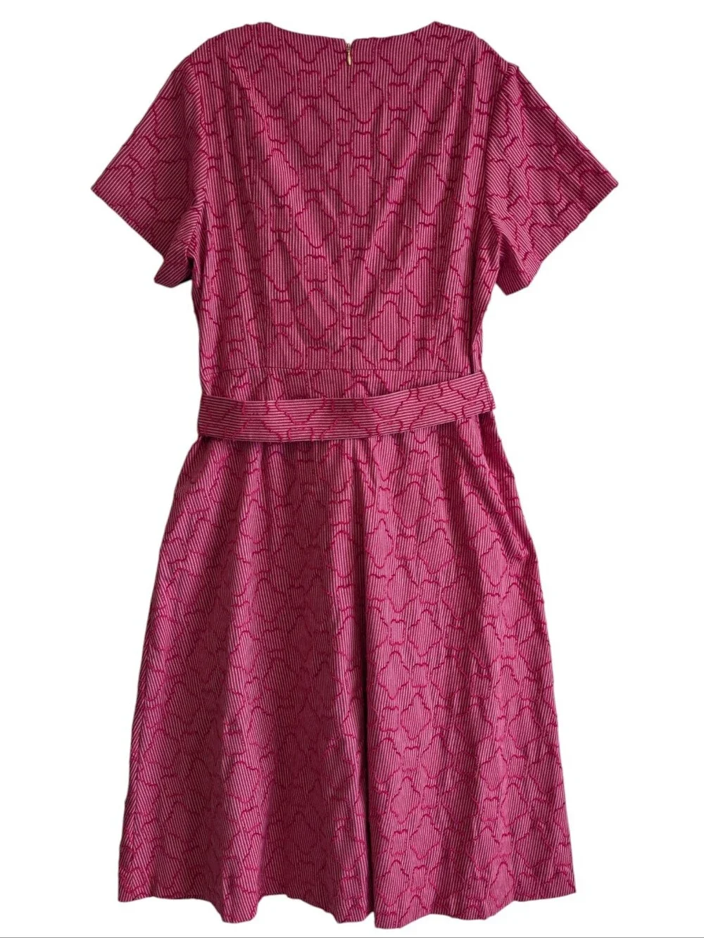 Draper James Charlotte Pink dress In Textured Stripe Sz 12 - Picture 3 of 7